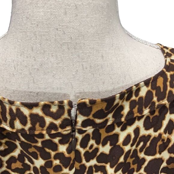 J Crew Long Sleeve Cheetah Animal Print Sheath Dress Brown Ivory Size 4 - Picture 7 of 7